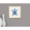 HomeRoots Blue and White Distressed Metal Sea Turtle Brown Frame Wall Art - 2 of 4