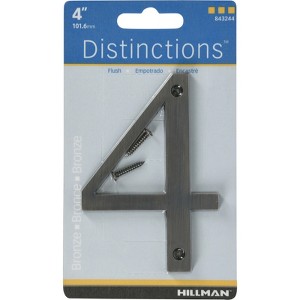 Hillman Distinctions 4 in. Bronze Zinc Die-Cast Screw-On Number 4 1 pc (Case of 3) - 1 of 1