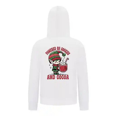 Everyday Kids Christmas Collection Powered by Cookies and Cocoa Zip Up Hoodie – Holiday Sweatshirt - White