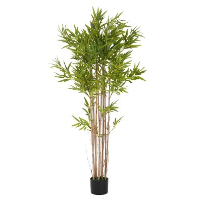 Syemin Artificial Plants Elegant Artificial Bamboo Lush Bamboo Groves No Leaf Cleaning Trouble for Small Spaces, Green, 65"*10"*9.75"