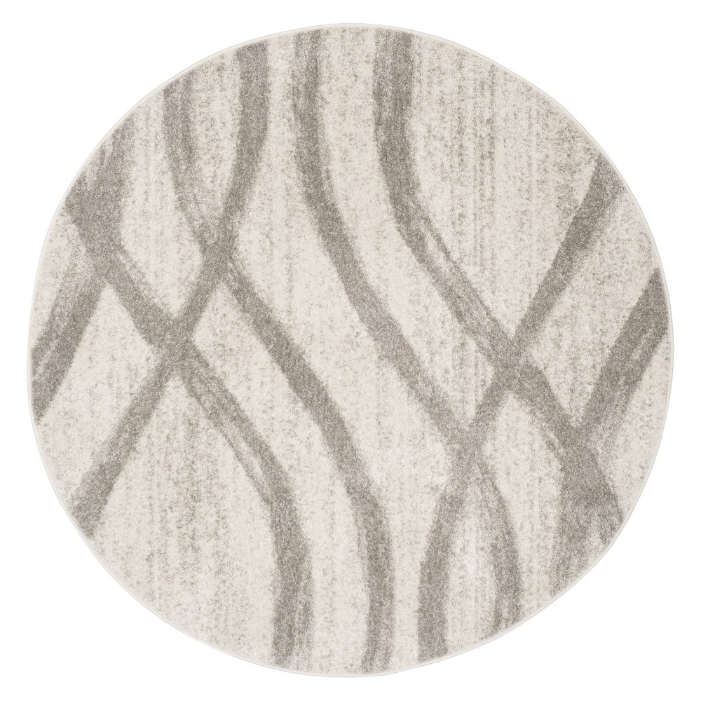 6' Wave Round Area Rug Cream/Gray - Safavieh