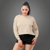 Slickblue Women's Washed French Terry Cropped Sweatshirt - Long Sleeve Pullover, Mineral Wash, Red/Sand, Size S-L - 2 of 3