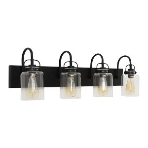 DORESshop 33.5 in. 4-Light Black Farmhouse Bathroom Light,Industrial Metal Wall Sconce with Clear Glass Shade for Corridor Hallway - 1 of 4