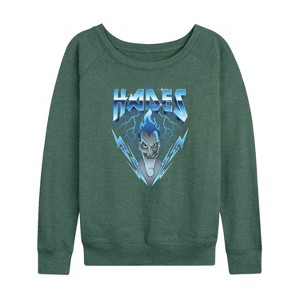 Women's - Disney Villains - Hades Glam Rock Lightweight French Terry Wide Neck Long Sleeve Shirt - 1 of 4