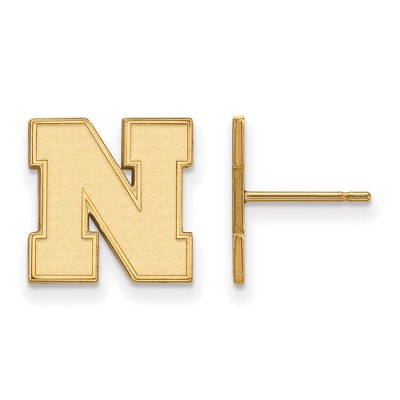 Black Bow Jewelry 10k Yellow Gold Nebraska Cornhuskers NCAA Post Earrings