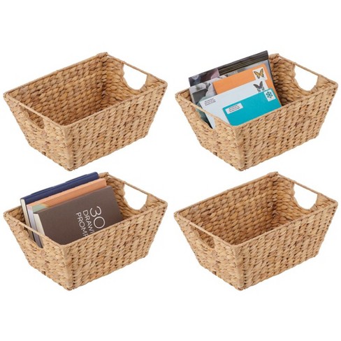 Mdesign Seagrass Woven Cube Bin Basket Organizer, Handles, 6 Pack -  Natural/tan : Target