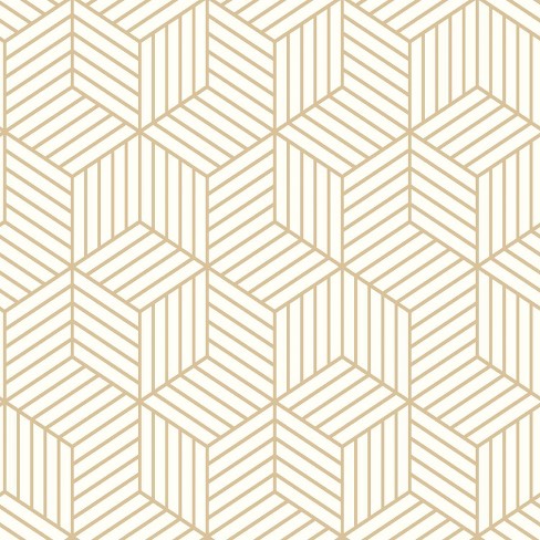 RoomMates Striped Hexagon White Peel and Stick Wallpaper: Vinyl, Self-Adhesive, Geometric, Modern, Removable, 28.18 Sq Ft Coverage - image 1 of 4