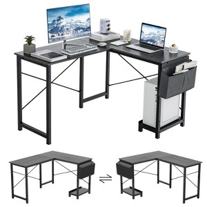 Tangkula L-Shaped Office Desk Modern Reversible Computer Desk with Storage Pocket & CPU Stand Corner Gaming Table with Sturdy Metal Frame - 1 of 4