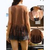 INSPIRE CHIC Women's Costume Faux Suede Tassel Sleeveless Western Fringe Trim Waistcoat - 2 of 4