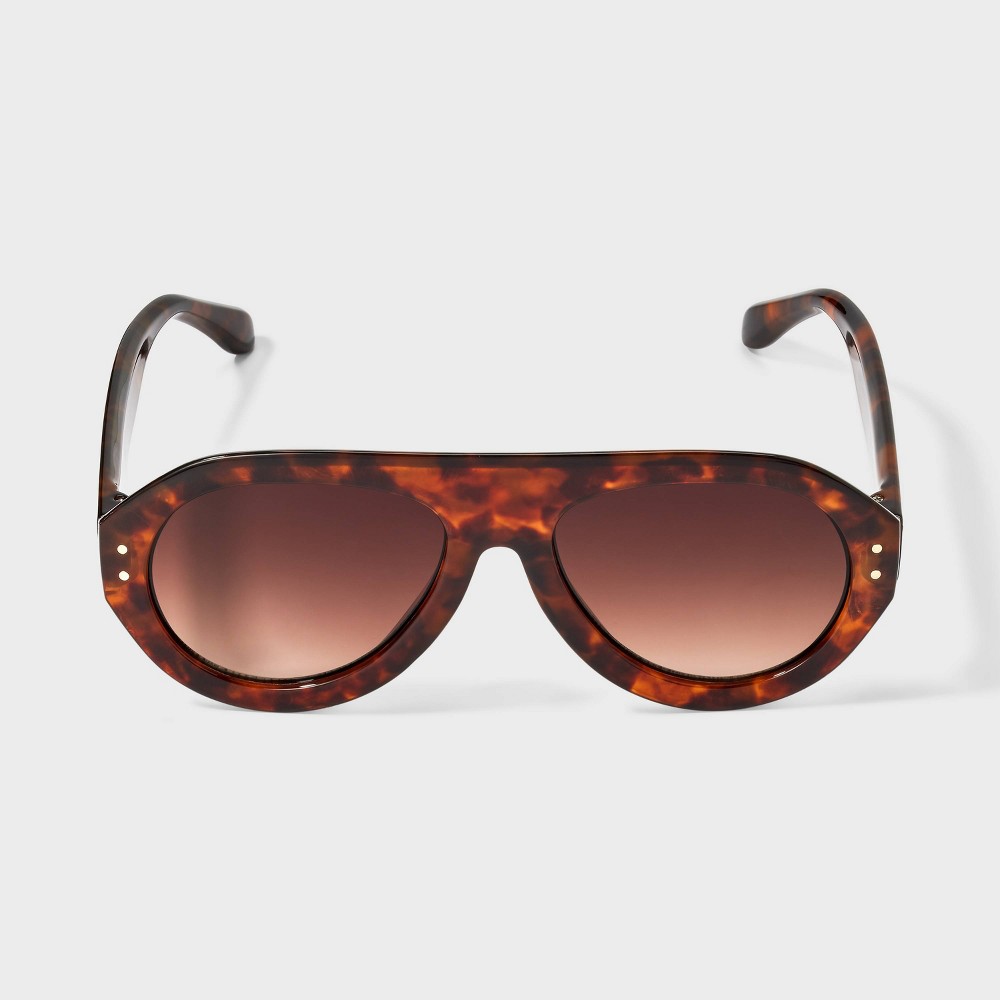 Women's Shiny Plastic Aviator Sunglasses with Gradient Lenses - Universal Thread™ Brown