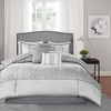 Lyngins 7-Piece Jacquard Comforter Set King Size, Neutral Geometric Bedding Set with Comforter, Shams, Bed Skirt & Decorative Pillows, Hypoallergenic - 2 of 4