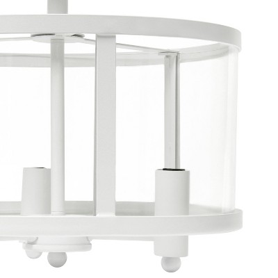 13" White Glass and Metal Semi-Flushmount Ceiling Light