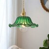 Dewdrop Vintage Glass Pendant Light Green Flower Light Adjustable Hanging Wire for Kitchen Island Dining Room Bedroom Hallway - 3 of 4