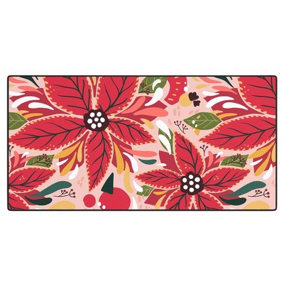 Avenie Abstract Floral Poinsettia Red Desk Mat -Deny Designs