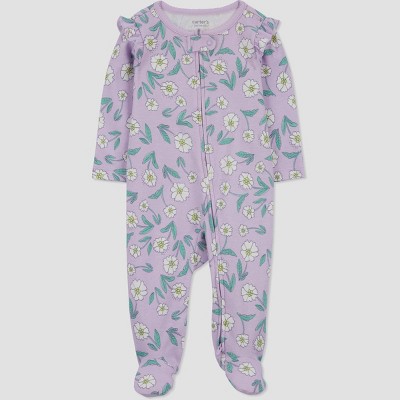 Carter's One Piece Floral 100% Snug Fit Cotton Footie PJs Navy 24M