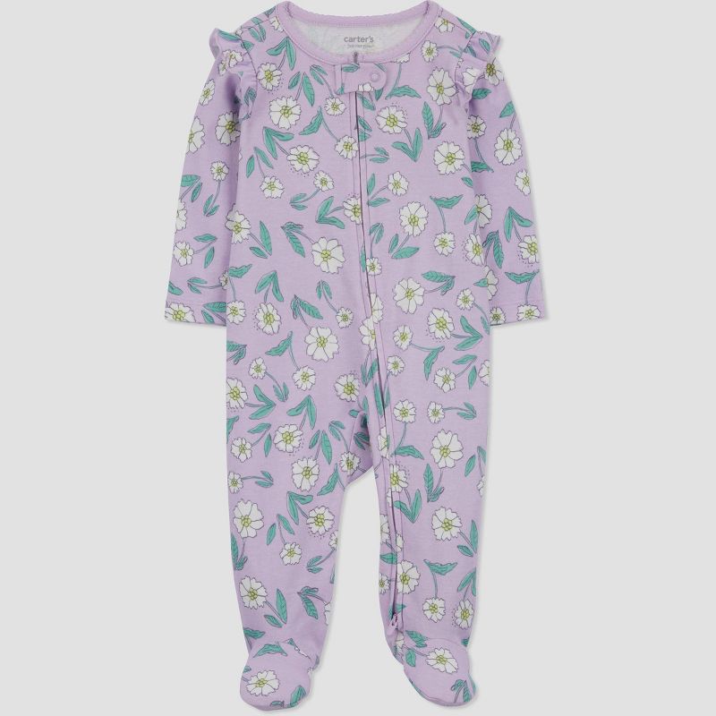 Carter's Just One You®️ Baby Girls' Floral Sleep N' Play - Purple/White, 1 of 5