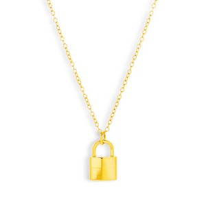 EVRY JEWELS WATERPROOF Gold or Silver Plated Lock Pendant Necklace - 1 of 1