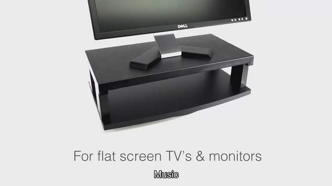 Aleratec Heavy Duty 2-Tier TV Stand With Rotating Swivel For Flat LCD/LED TV, Black, 2 of 5, play video