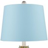 360 Lighting Azure Modern Table Lamps 26 3/4" High Set of 2 Blue Brown Art Glass Blue Hardback Drum Shade for Bedroom Living Room Bedside Nightstand - 2 of 4