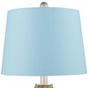 360 Lighting Azure Modern Table Lamps 26 3/4" High Set of 2 Blue Brown Art Glass Blue Hardback Drum Shade for Bedroom Living Room Bedside Nightstand - image 2 of 4