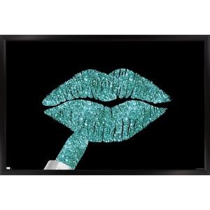 Trends International Tina Lavoie - Aqua Glitter Lipstick Framed Wall Poster Prints - 1 of 4