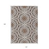 Chocolate Ivory And Taupe Floral Medallion Washable Indoor Outdoor Area Rug - 3 of 4