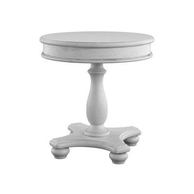 Vynxaria Coastal Style Gray Round End Table Oyster Shell Color Palette, 24"×24"×24", Quick Assembly, Easy Care