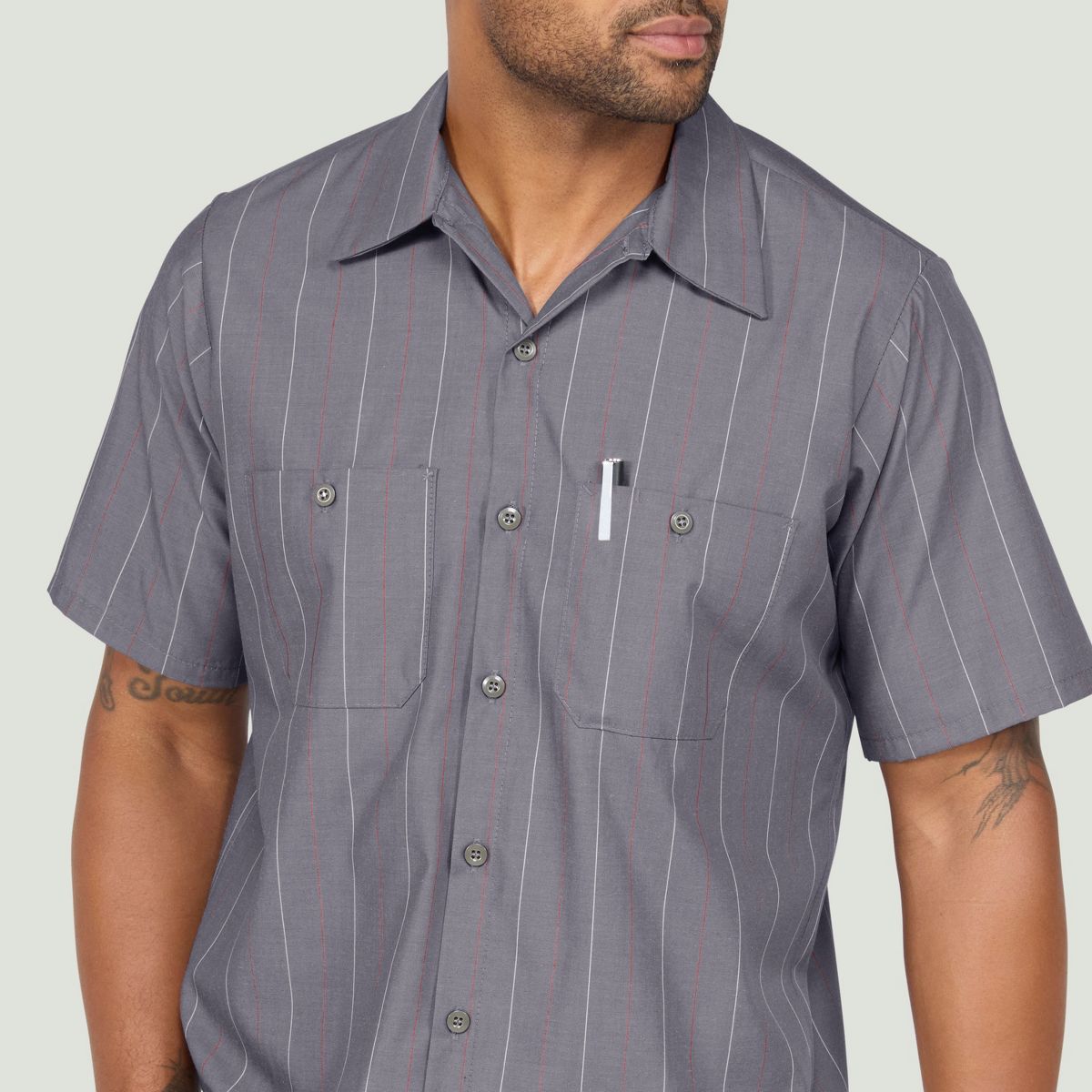 Red Kap Men's Short Sleeve Industrial Stripe Work Shirt - thumbnail 3