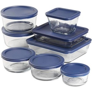 16-PC Glass Storage Containers with Lids (8 Containers & 8 Blue Lids) - 1 of 4