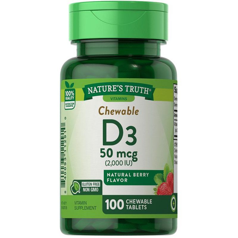 Nature's Truth Chewable Vitamin D3 2,000 IU | 100 Tablets | Berry Flavor, 1 of 5