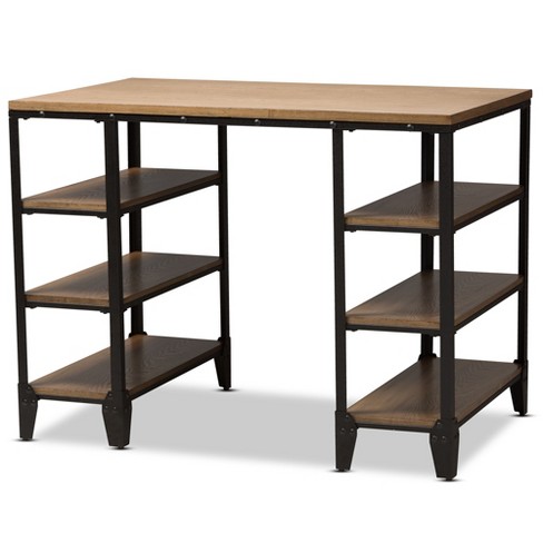 Pepe Rustic Industrial Metal And Distressed Wood Storage Desk