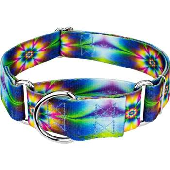 Country Brook Petz 1 1/2 Inch Tie Dye Flowers Martingale Dog Collar