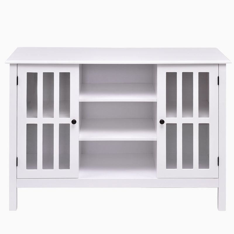 Tangkula Wood TV Stand Free Standing Storage Console Cabinet For 50” TV White/Walnut, 3 of 6