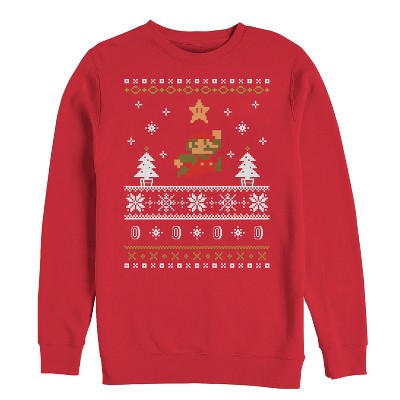 Men's Nintendo Ugly Christmas Mario Sweatshirt - Red - Large : Target