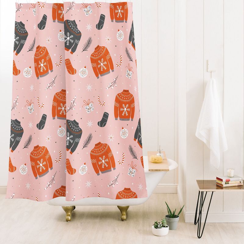 BlueLela Christmas sweater pattern pink Shower Curtain - Deny Designs, 2 of 4