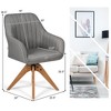 Costway Set of 2 Swivel Accent Chair Fabric Vanity Study ArmChair w/Wood Legs - 3 of 4