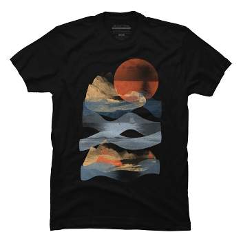 Men's Design By Humans Blood Moon Lake Mountain By Ndtank T-shirt ...