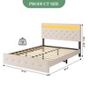 Bed Frame with Storage Headboard, Upholstered Bed Storage Headboard with LED Lights and Charging Station, Heavy Duty Wooden Slats, Easy Assembly - 2 of 4