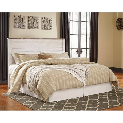 Willowton Whitewashed Wood California King Panel Bed