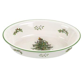 Spode Christmas Tree Oval Rim Dish - 12.5 Inch