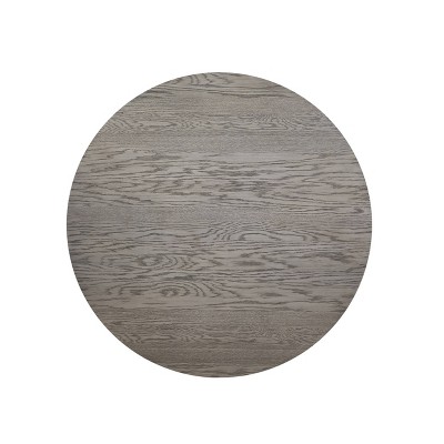 48" Gray Washed Oak Veneer Round Dining Set with Upholstered Chairs
