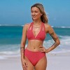 Women's Textured Cherry Red Mid Waisted Bikini Bottom Swimsuit - Cupshe - 3 of 4