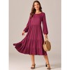 Seta T Women's Fall Casual Crewneck Flowy Tiered Boho Maxi Dress with Pockets - 3 of 4