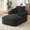 Dolonm 45.3 in. Oversized Corduroy Chaise Lounge - Plush Sofa Chair for Living Room Dorm Apartment No Assembly - 2 of 4