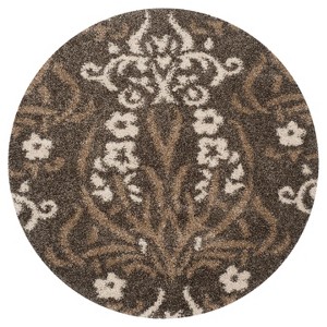 Smoke/Beige Solid woven Round Accent Rug - (4