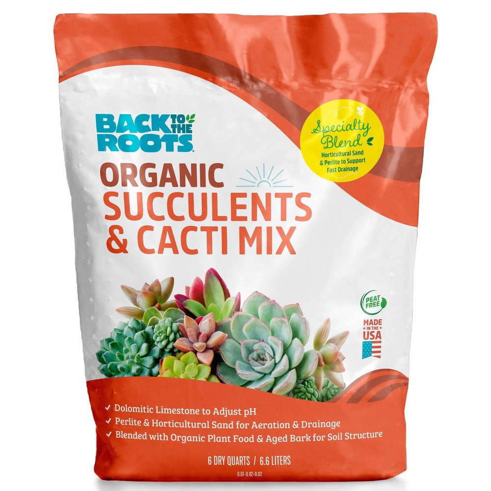 Photos - Garden & Outdoor Decoration Back to the Roots 6qt Organic Succulents & Cacti Mix Specialty Blend: Fast Draining, pH Balanced