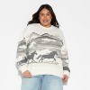 Women's Wild Horses Fleece Graphic Sweatshirt - Cream/Gray - 2 of 3