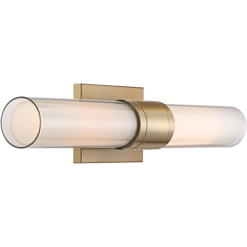 Possini Euro Design Brianna Modern Wall Light Brass Hardwire 23 1/2" 2-Light Fixture Clear Opal Double Glass Tube Shade for Bedroom Bathroom Vanity, 5 of 10