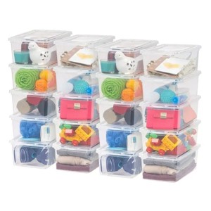 Set of 20, 5 Qt. (1.25 gal.) Small Stackable Plastic Closet Storage Box, Clear - 1 of 4