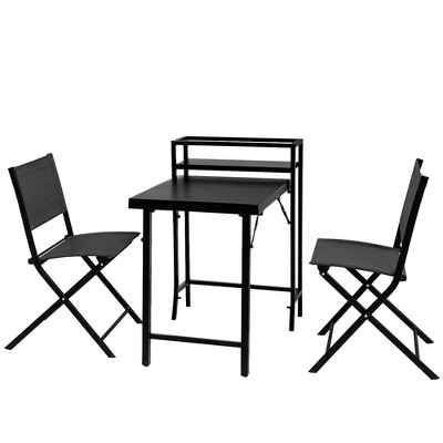 3 Piece Bistro Set Outdoor, Patio Furniture with 2 Comfortable Sling Back Chairs, Folding Table, Steel Frame, No Assembly Required Outdoor Furniture
